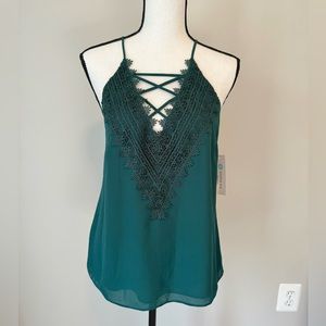 NWT Beautiful Green spagehtti strap Blouse